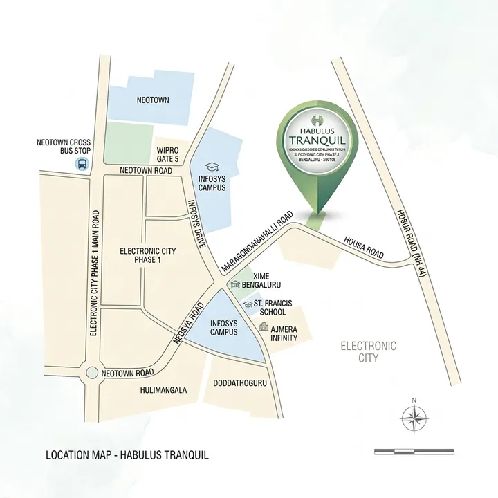Habulus Tranquil location map in Electronic City Phase 1, Bengaluru Habulus Tranquil location map in Electronic City Phase 1, Bengaluru